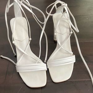 Schutz Glenna Heel - strappy white sandals (size 8.5)